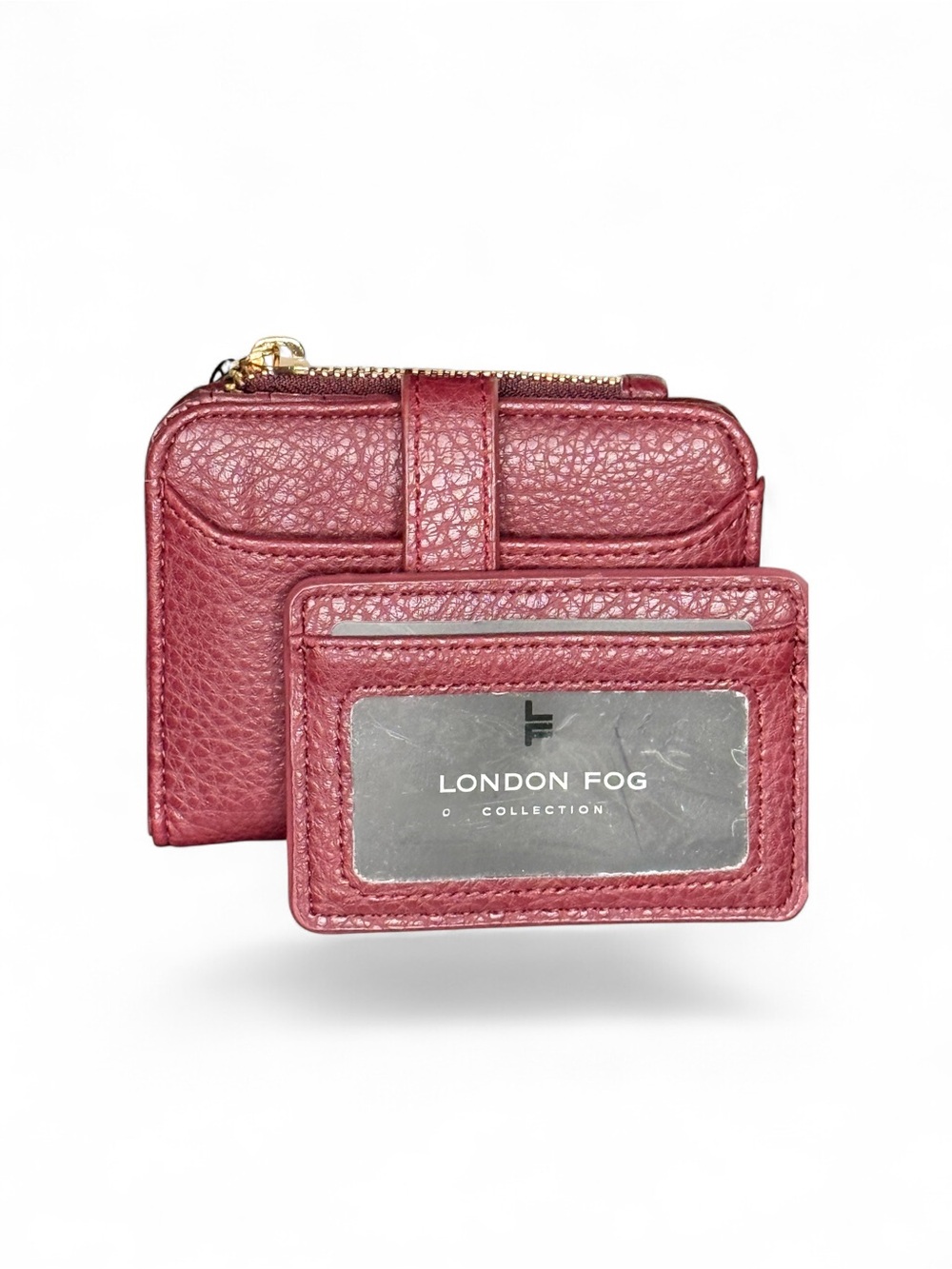2pc LONDON FOG All Leather Small Wallet w/Removable CC Wallet - NWT